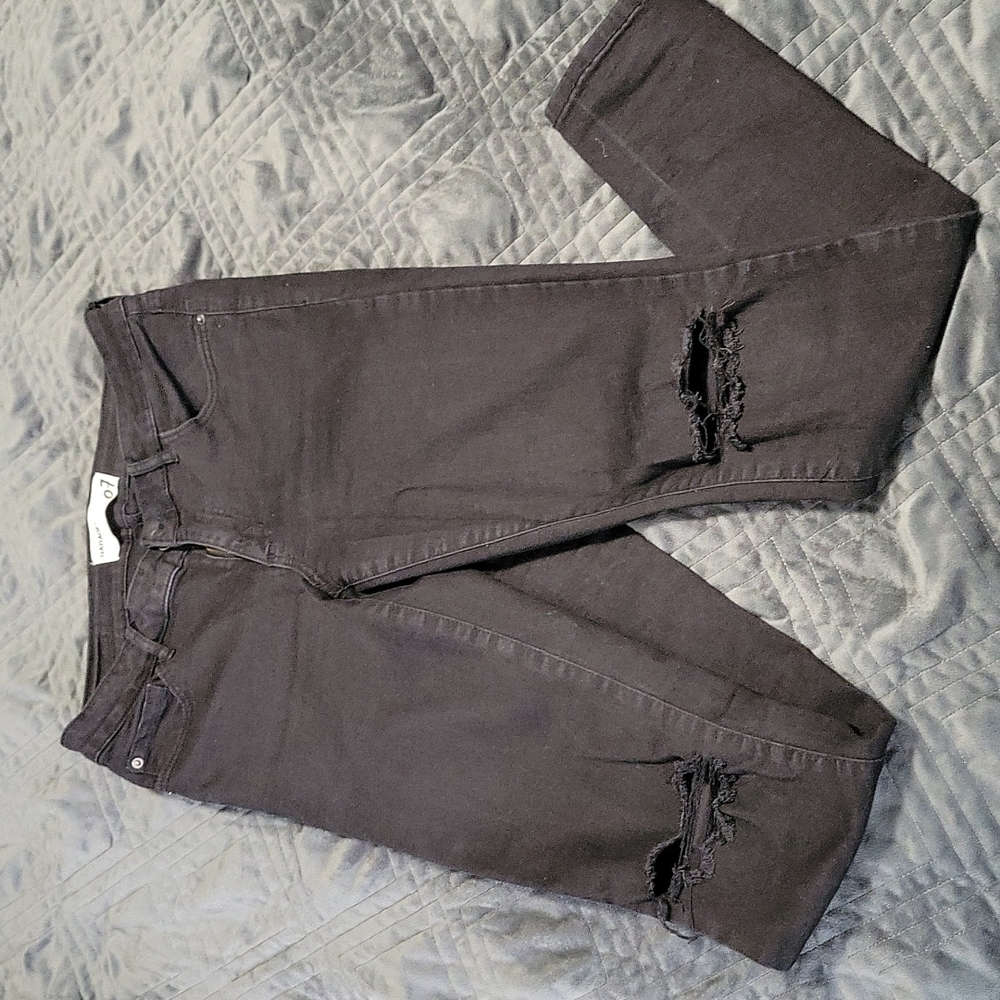 Black Garage Skinnies with Distressed Knee